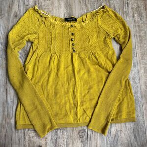 Hayari Knit Top Y2K Women's XS Yellow Vintage